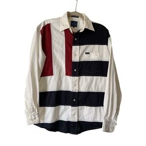 Faconnable VTG Button-Up Cotton Shirt Red, Blue, White 90s Preppy USA Flag S
